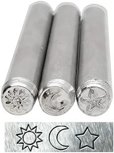 The Beadsmith Steel Design Stamps - Metal Elements - 3-Piece 5mm Celestial Design Set - 3.125” Length with 0.25” Stamp Base - Make Custom Jewelry - Used for Stamping & Personalizing Soft Metals