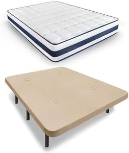 HOGAR24 ES | Cama Completa | Base Tapizada + Colchón MultiCare Class | Válvulas de Transpiración | Color Beige | Juego de Patas 26 cm | Colchón con Adaptabilidad Progresiva | 150x200 cm