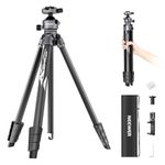 NEEWER LITETRIP LT07 61" Aluminum Travel Camera Tripod, Portable Stand with Ball Head Dual Axis Cell Phone Holder Arca QR Plate Compatible with iPhone Peak Design V3 for Video Recording, Max Load 22lb