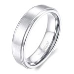 TIGRADE 4mm 6mm 8mm 10mm Silver Titanium Rings Wedding Band Matte Comfort Fit for Men Women, 6MM Silver, Size 9