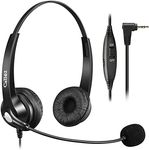 2.5mm Phone Headset with Microphone Noise Cancelling & Volume Controls, Office Telephone Headphone Compatible with Panasonic AT&T VTech RCA Cisco SPA Cordless Landline Phones, Ultra Comfort