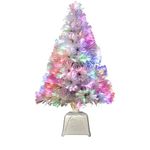 e Crafty Pre lit Mini Christmas Tree, Tabletop Artificial Fiber Optic Christmas Trees with Silver Base -24 Inch (White) …