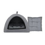 Relexpet Cats Kittens Pet Hut House in Soft Velvet, Puppies and Small Dog Bed with Anti Skid Bottom, Removable and Washable Cushioned Pillow (L x W x H) 40 x 40 x 40 cm (S, Grey)