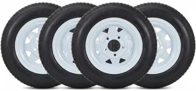4PCS 4.80-12 4.80x12 480-12 4.80-12 Trailer Tires with 12 in Rims, 4 Pack 4.80 12 Tires 5 Lug on 4.5 in, Load Range c 6PR, Muti Function Lawn Mower & Tractor Turf & Boat Tire