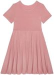 Posh Peanut Viscose from BambooSoft Dress for Girls & Toddlers: Short Sleeve, Comfortable Sundress for Casual & Party Wear Dusty Rose