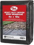 GroundMaster 4m x 10m Heavy-Duty Weed Control Membrane Woven Polypropylene Ground Cover Fabric for Gardens, Landscaping, Driveways and Patios - Easy Install Weed Membrane with Water Permeable Barrier