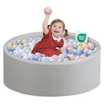 Zedachica Ball Pit for Toddlers 35.43'' x 11.81" Baby Ball Pit Soft Memory Foam Ball Pits Round Kid Ball Pool Indoor and Outdoor Game Kids Play Ball Pool Ideal Gift for Children (Grey, NO Balls)