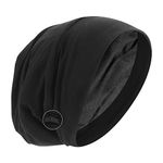 Molain Satin Bonnet Sleep Cap Hair Cover Bonnet Satin Lined Slouchy Beanie Night Sleeping Hat Adjustable Stay on Silk Lined Slouchy Beanie Hat Black (Black)