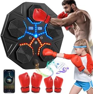 Music Boxing Machine, Intelligente Macchina da Boxe Musicale con 2 Guanti, 9 velocità e Conteggio Automatico, Supporta Bluetooth, LED Parete Tira Pugni Elettronico per Adulti e Bambini