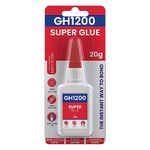 GH1200 20g Strong Super Glue All Purpose with Anticlog Cap. Super Fast,Thick & Strong Adhesive Cyanoacrylate Glue Gel for Hard Plastics, DIY Craft, Ceramics, Frame,Leather, Metal and Many More