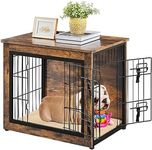 Yaheetech 27.5'' Dog Crate Furniture with Cushion Wooden Dog Crate with Double Doors/Adjustable Feet Side End Table for Small Dogs