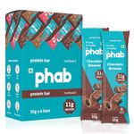 Phab Chocolate Brownie 11G Protein Bars (Pack Of 6), Pea Isolate, High Fiber, No Preservatives For Energy, Fitness & Immunity With Goodness Of Dates & Cocoa Powder, 210 Gm