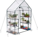 Bramble - Walk In Plastic Greenhouse, 6 Tier Shelves with Easy No Tool Assembly Frames and Clear PVC Covers for Small Garden Growing Plants - H195cm x W143cm x D73cm