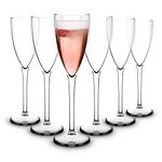 RBDRINKS RB Champagne Flutes Plastic Prosecco Flutes Wine Glasses Premium Unbreakable Reusable 15cl, Set of 6