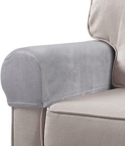 BESPORTBLE 2pcs Chair Arm Protectors Stretch Fabric Armrest Sofa Armrest Cover Armchair Slipcover Protector Elastic Home Office Recliner Couch Loveseat Protective Cloth Grey