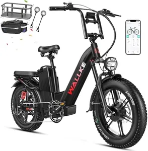 W Wallke Electric Bike for Adults, 48V 60Ah 3200W Peak Dual Motor Fast Long Range Ebike, 20 Inch Fat Tire Full Suspension Electric Bicycle 31/34MPH, Step Thru E-Bike APP Control, UL2849 Certified