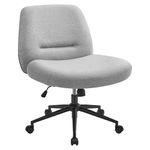 SONGMICS HOME Cross Legged Office Chair, Armless Desk Chair, Criss Cross Chair with Star Base and Wheels, Wide Seat, Adjustable Height, Swivel Chair, Cotton-Linen Fabric, Dove Grey OBG047G02