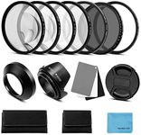 82mm Lens Filter Accessories Kit:UV CPL Adjustable ND Filter(ND2-ND400),Macro Close up Filter Set(+1,+2,+4,+10),Lens Hood,3 in 1 Grey Card for Canon Nikon Sony Pentax Olympus Fuji DSRL Camera