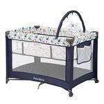 Pamo Babe Portable Baby Playpen Lightweight Baby Playard with Mattress and Toy bar with Soft Toys (Dinosaur)