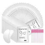 URAQT Eye Gel Pads, 50 Pairs Eyelash Extension Pads Lint Free Eye Lash Patches with 10 Eyelash Brush, Under Eye Gel Pads Premium Eyelash Pads for Pro Salon and Individual Eyelash Extension