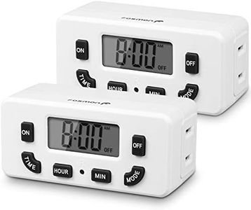 Fosmon 24 Hour Programmable Digital Timer Outlet (2 Pack), ON/Off Program, LCD Display, Mini Indoor Single Plug-in, 125V 15A for Seasonal Light, Lamp, Heater, Portable Fan, Aquarium