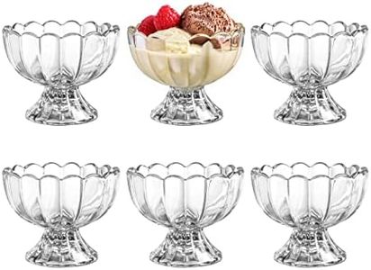 KMwares 6PCs Set 5oz Footed Tulip Glass Dessert Bowls (Clear)