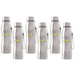 HOME-PRO Stainless Steel Water Bottle, 1000 ML, Single Wall, Diamond Cut, Leak Proof (1000 ml - Pack of 6)