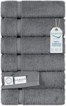 SALBAKOS - Premium 6 Piece Hand Towels Set, 100% Turkish Cotton, Quick Dry & Comfy Towels for Hotel & Spa, Highly Absorbent | 16"x30" (Gray)