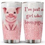 Gifts for Christmas, Pig Tumbler with Lid 20 oz Stainless Steel, Pig Coffee Mug, Pig Birthday Christmas Gifts for Pig Lovers Women