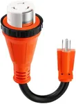 Ficstar RV Adapter Cord 50 Amp to 110 Volt RV Adapter 12 Inch,NEMA 5-15P to NEMA SS2-50R Electrical Power Adapter,10/3 Gauge RV Dogbone Adapter Cord with Twist Lock