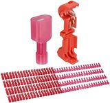 Chanzon 160pcs T-Tap Wire Connector Quick Splice - 22-16AWG - Self-Stripping (Red) 18 16 22 20 AWG Quick Disconnect Spade Crimp Terminal Splice Through Cable Contact(80 Pairs)