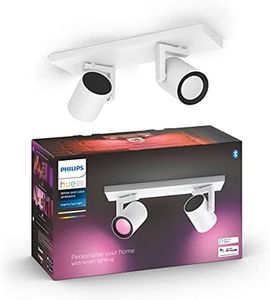 Philips Hue White & Color Ambiance Argenta Ceiling Light with 2 Spotlights (1,050 lm), Dimmable LED Spotlights with 16 Million Colours, Smart Light Control via Voice and App, White, New Generation