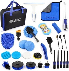 GES Kits de Nettoyage de Voiture, kit de Nettoyage de Voiture 30 pièces, kit de Lavage de Voiture pour Roues, intérieur, extérieur, Cuir, aérations et Nettoyage du Tableau de Bord (Bleu)