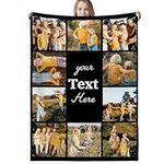 FIKCIK Personalised Blanket, Custom Photo Blanket, Customised Photo Blanket for Adults Kids, Gifts for Mum, Dad, Boyfriend, Girlfriend (10 Photos)