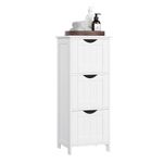 VASAGLE Bathroom Cabinet Floor Cabinet, Free-Standing Storage Cabinet with 3 Drawers, 12.6 x 11.8 x 31.9 Inches, for Bathroom, Living Room, Kitchen, Nordic Scandinavian Style, Matte White UBBC50WT