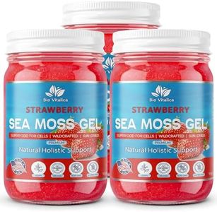Sea Moss Gel by BioVitalica - Irish sea Moss raw Organic - Premium Quality - Dr Sebi, Vegan superfood for Cells - 100% Natural seamoss Gel (Pack of 3, Strawberry)