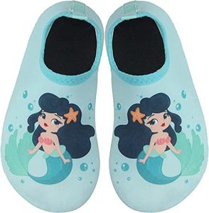 BomKinta Kids Water Shoes Boys Girls Quick Dry Non-Slip Aqua Socks for Beach Swimming Pool Light Green Size 3.5-4 M US Big Kid