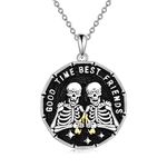 YFN Skull Friend Necklace Sterling Silver Friendship Skull Pendant Gothic Jewellery Gifts for Women Men