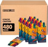 Bedwina Bulk Crayons Case of 480 6-packs Total 2880 Color Crayons Bulk School Supplies For Kids & Toddler, Teachers & Classroom, Nontoxic Travel Crayons Party Favors, Restaurants, Goody Bags Stuffers