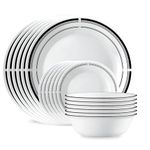 Corelle 18-Piece Round Dinnerware Set, Service for 6, Lightweight Round Plates and Bowls Set, Vitrelle Triple Layer Glass, Chip and Scratch Resistant, Microwave and Dishwasher Safe, Brasserie