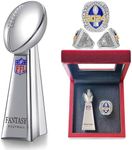 LANGE HOME 2024 Fantasy Football Trophy Set- 4 Inches,Fantasy Football Ring Chrome Replica Trophy Made for Fantasy Football Champions