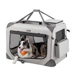 Feandrea Dog Crate, Collapsible Pet Carrier, XXL, Portable Soft Dog Crate, Oxford Fabric, Mesh, Metal Frame, with Handle, Storage Pockets, 36 x 25 x 25 Inches, Smoke Gray UPDC090G02