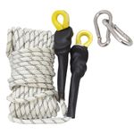 Fit Fusion® Kernmantle, Climbing Rope with Hook, 10 MM Dynamic Hiking, Rescue and Parachute, Rappelling Rope, Mountaineering, Tensile Force Upto - 20 KN (10 MTR) (White)