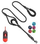JSXD Dog Leash,5 FT Heavy Duty Double Handle Dog Leash with Comfortable Padded and Reflective,Rope Dog Leashes for Small,Medium,Large Dogs ( Black)