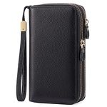 SENDEFN Leather Zip Around RFID Blocking Large Wallet for Women Credit Card Cluch Holder Phone Wristlet with Zipper Pocket