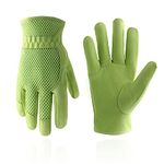 HANDLANDY Leather Gardening Gloves for Women, 3D Mesh Comfort Fit- Improves Dexterity and Breathability, Pigskin Scratch Resistance Garden Yard Working Gloves(Small, Green)