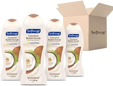 Softsoap Exfoliating Body Wash - Coconut Butter - Refreshing Moisturizing Shower Gel with Jojoba Butter & Coconut Extracts for Renewed, Healthy-Looking Skin, 591 mL (Pack of 4)