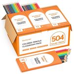 Shuttle Art 504 Colored Pencils Bulk, 12 Vibrant Colors, Pack of 42, Pre-sharpened Coloring Pencils, Wood Colored Pencils for Kids Teachers, Classroom Essentials, Back to School Supplies