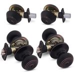 Honeywell Safes & Door Locks - 2 Pack Entry Door Knob with Deadbolt Lock Set for Front Door - Interior/Exterior Door Lock Fit's Standard Size Doors - Anti Bump Resistant - Oil Rubbed Bronze - 8101406