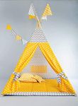 Nyra Decor Portable Teepee Tents With Padded Mat and Cushions Free Kit Bag Grey Yellow